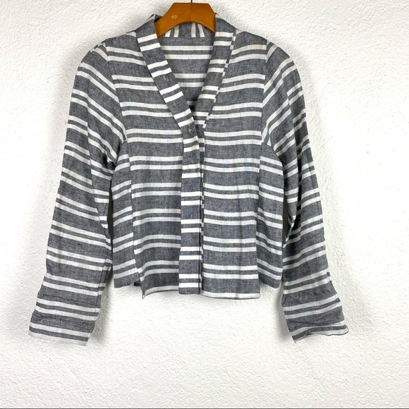 LE VESTIAIRE DE JEANNE Linen Striped Jacket Blazer size 0 - Picture 1 of 8